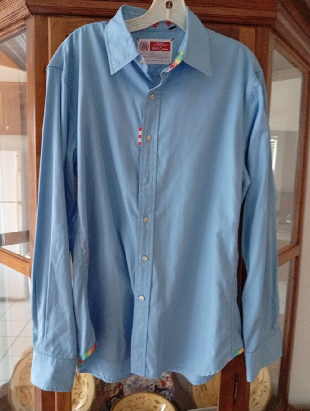 Robert Graham Light Blue Dress Shirt with Subtle Trim